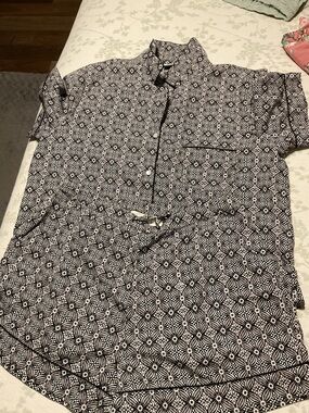 Haute Hippie Black & White Geometric Short-Sleeve Button-Down